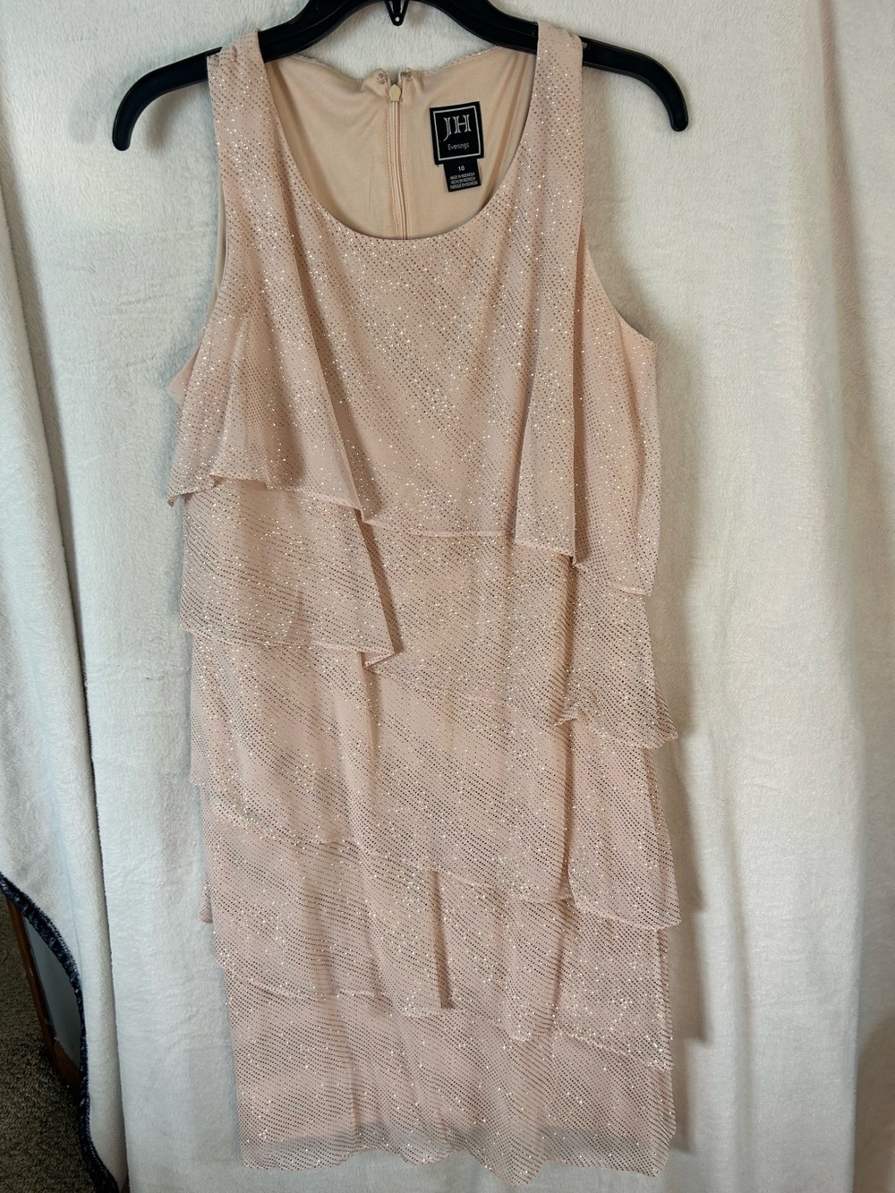 Light Pink sleeves tiered dress with gold shimmer